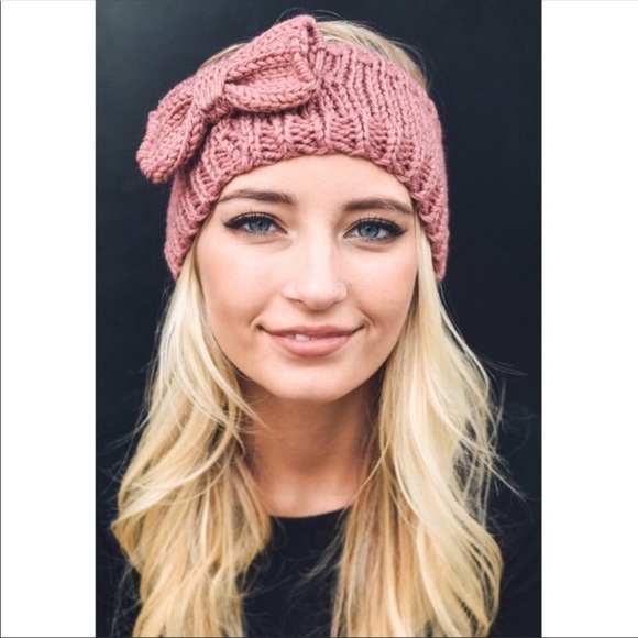 💄Mauve Winter Headband with Bow 💄 - Picture 2 of 3